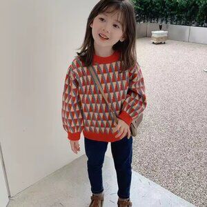 Kids Unisex Knitted Sweater Pullover Cotton Thick Warm Size 7-8 NWT